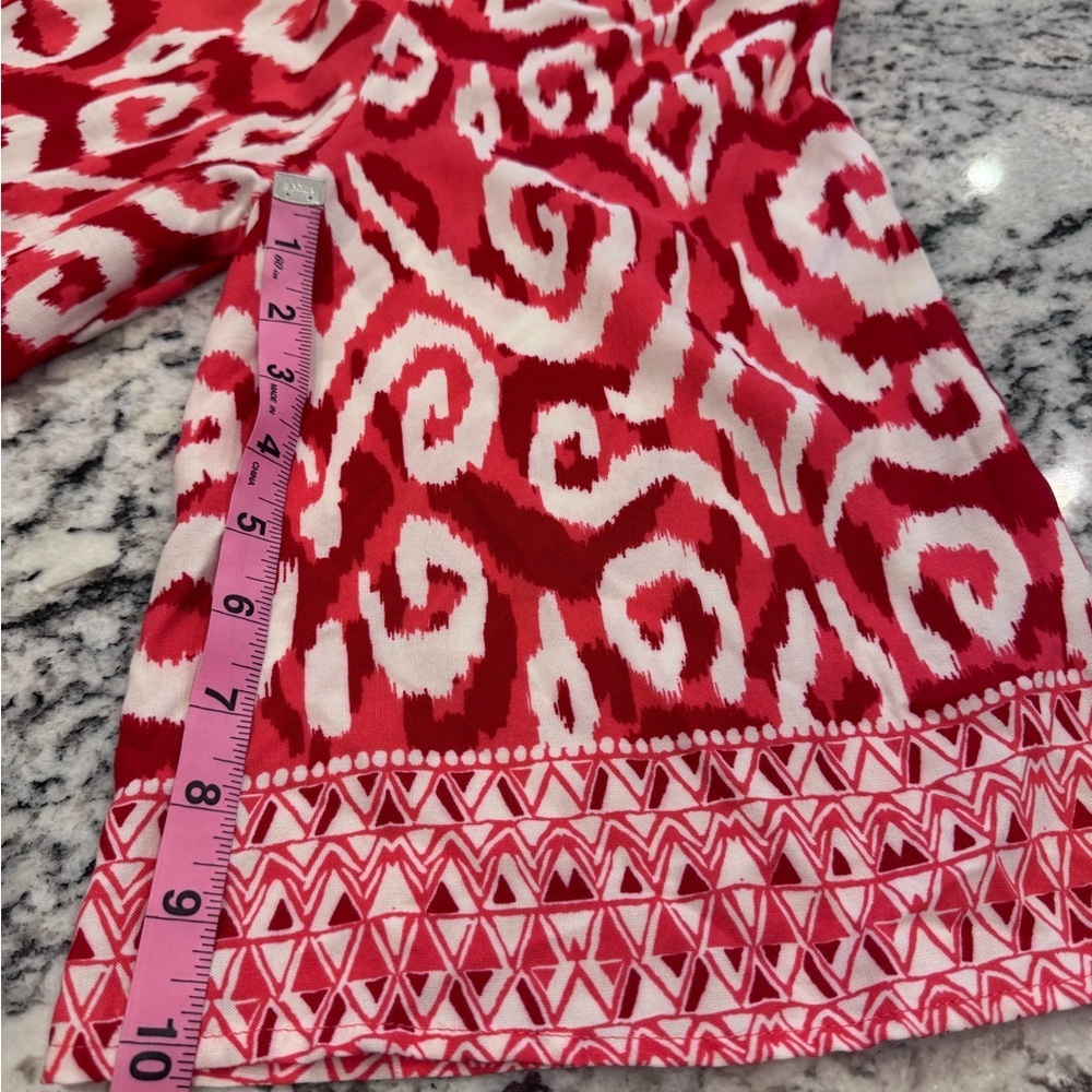 Mlle Gabrielle Pink Red Ikat Boho Tassel Dress Size L NWT - Picture 10 of 11